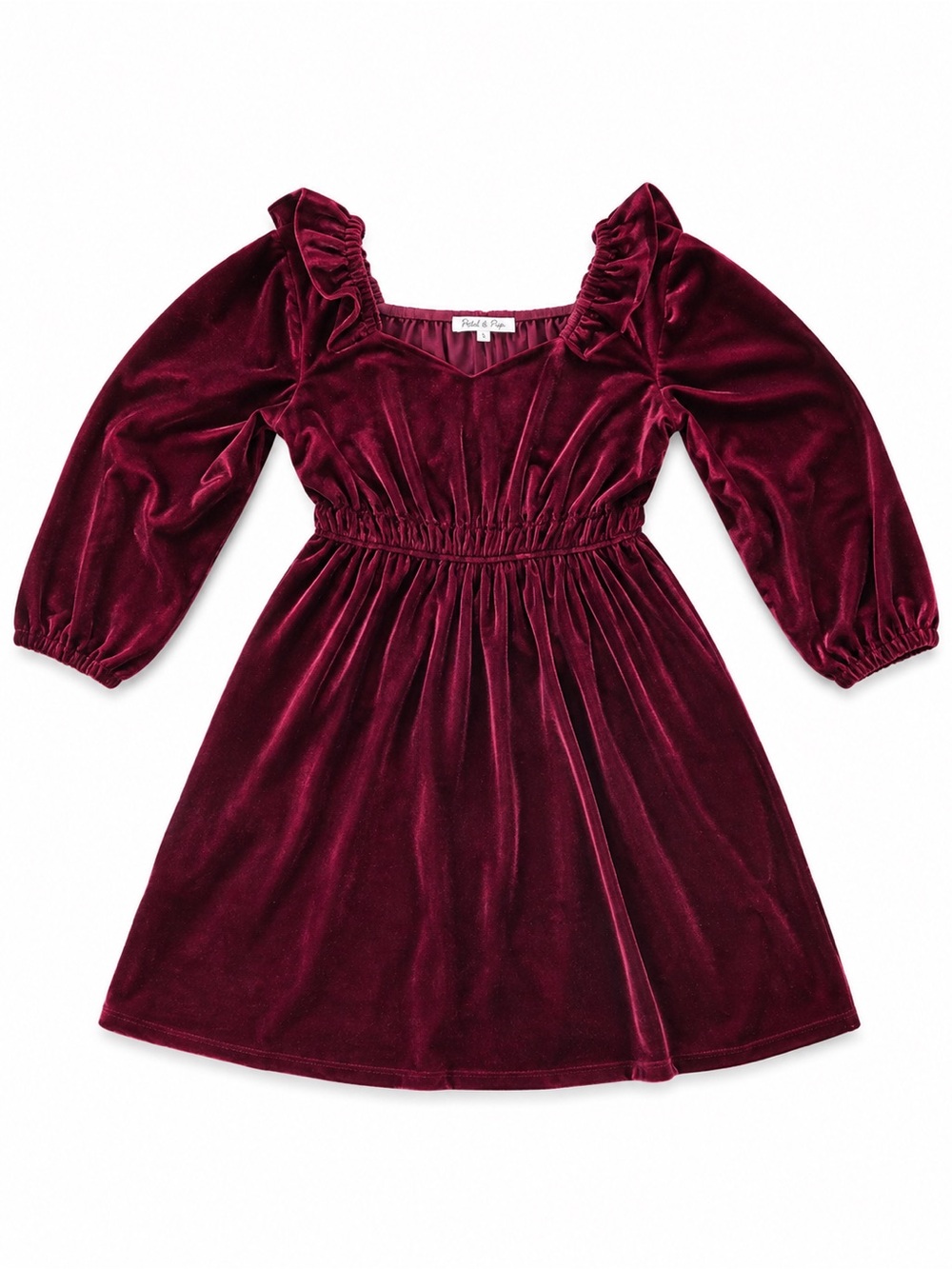 Celebrity Pink Burgundy Velvet Ruffle Dress
